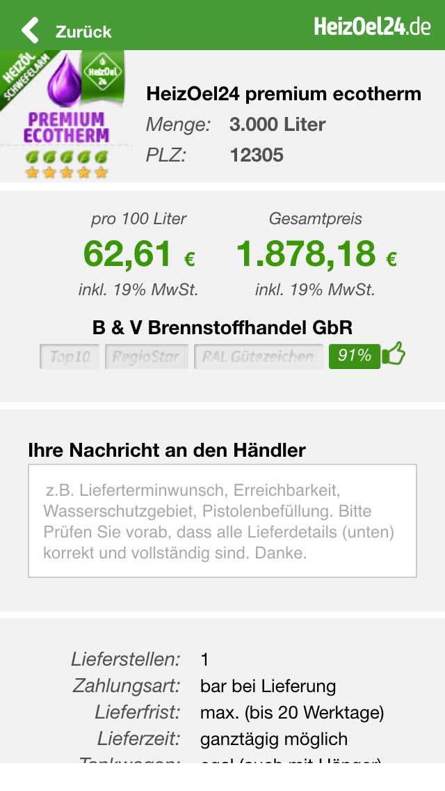 Heizoel kaufen Heizoel bestellen